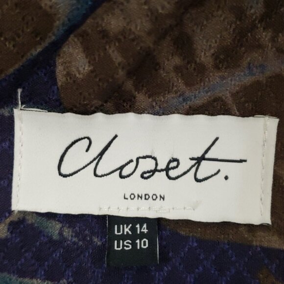 Closet London 50's silhouette sleeveless tropical print midi dress size 10 - Picture 7 of 11